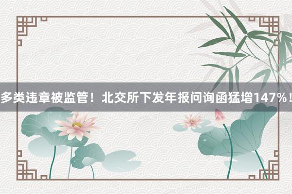 多类违章被监管！北交所下发年报问询函猛增147%！